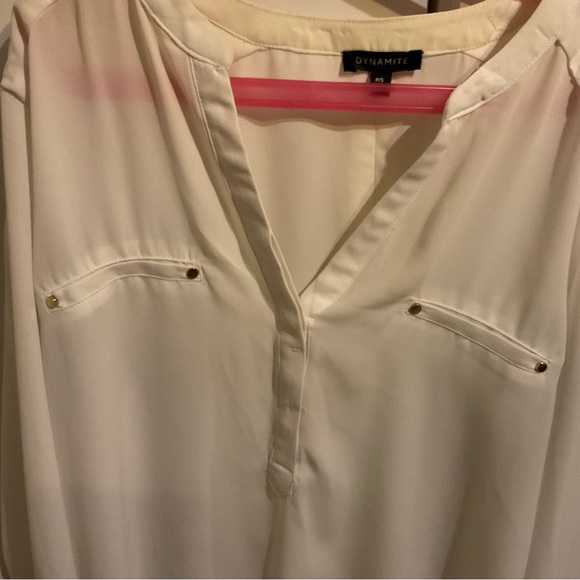 White blouse with gold accents - Picture 3 of 5